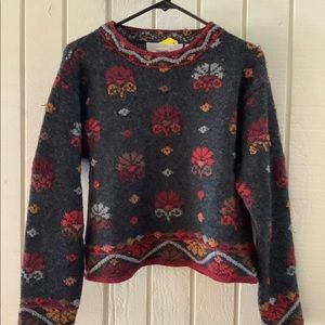 Nordic Traders Floral Embroidered 90% Wool Sweater